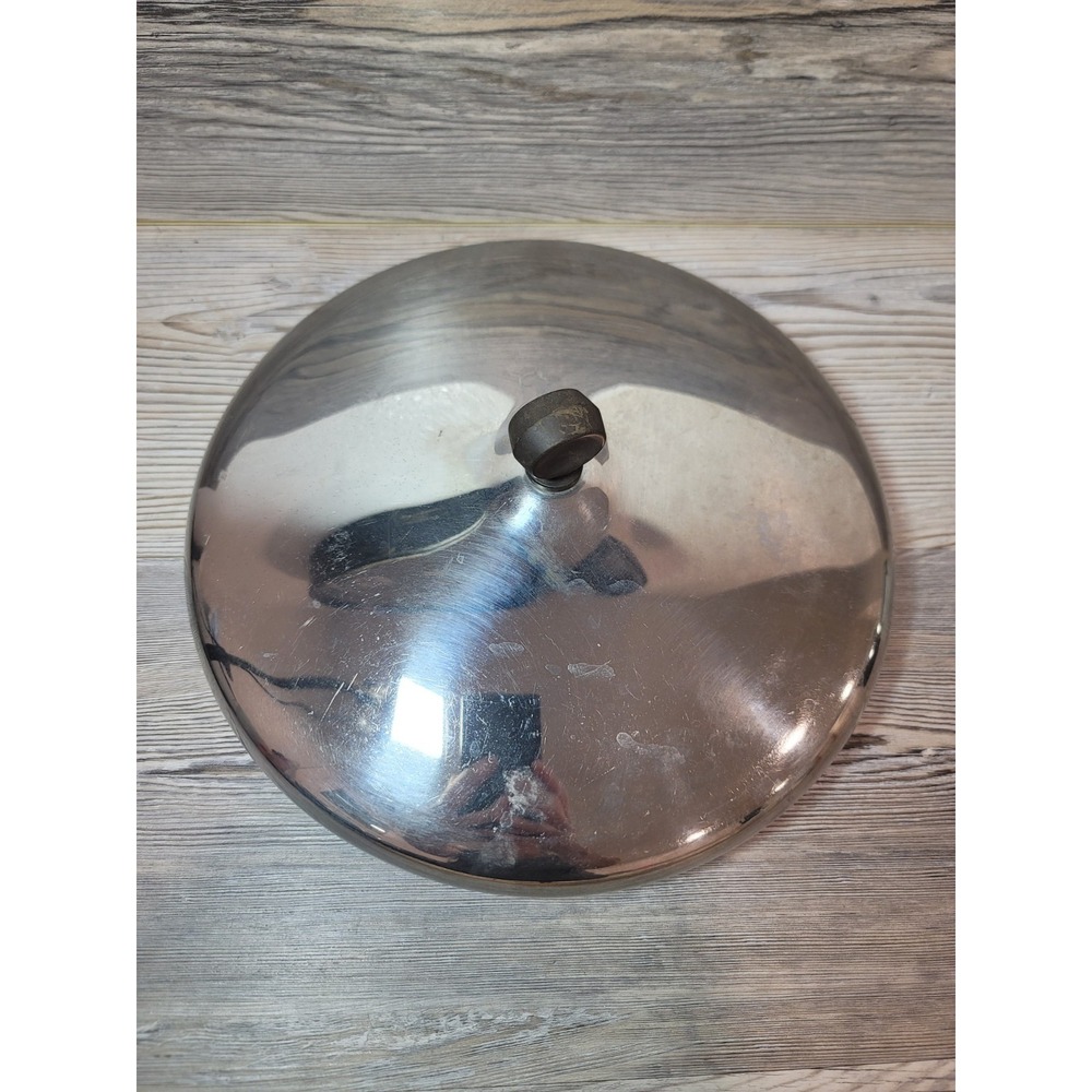 Farberware lid 6.5in stainless steel with black knob made in the USA vintage